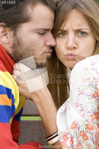 Image of Funny faces from a young couple