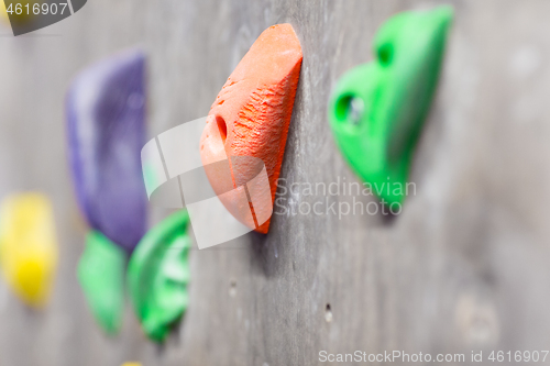 Image of close up of rock holder on indoor climbing wall