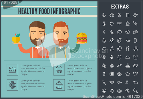 Image of Healthy food infographic template, elements, icons