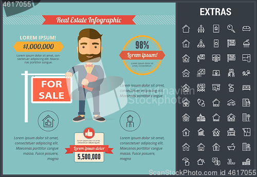 Image of Real estate infographic template, elements, icons.