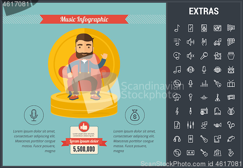 Image of Music infographic template, elements and icons.