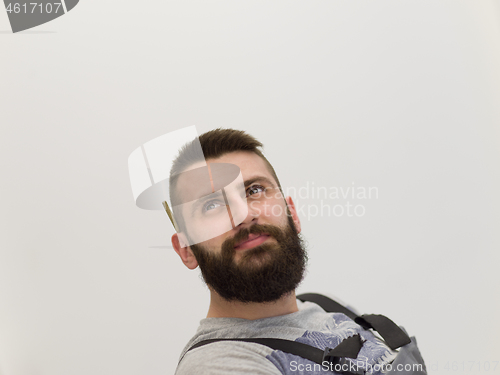 Image of portrait of bearded hipster handyman