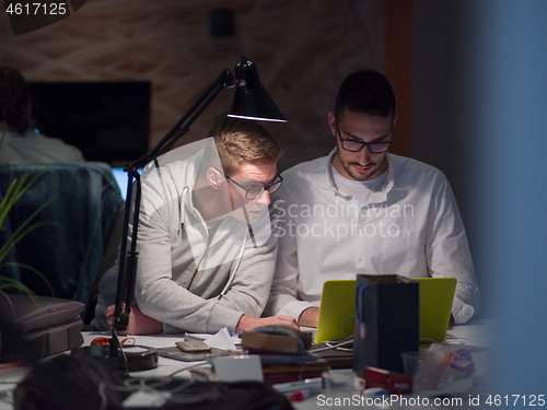 Image of designers in the night startup office