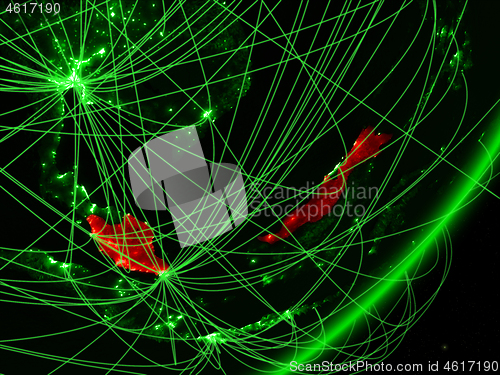 Image of Malaysia on green Earth