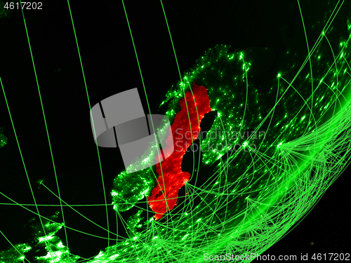 Image of Sweden on green Earth