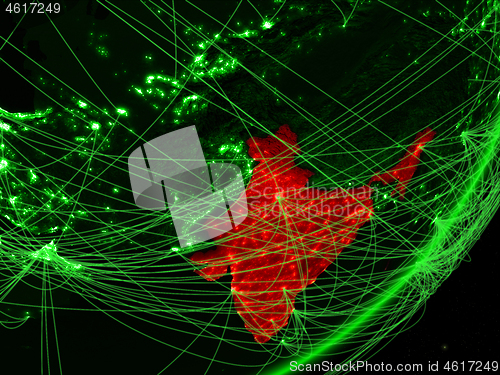Image of India on green Earth
