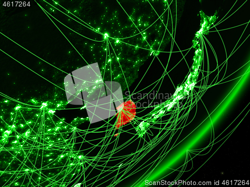 Image of South Korea on green Earth