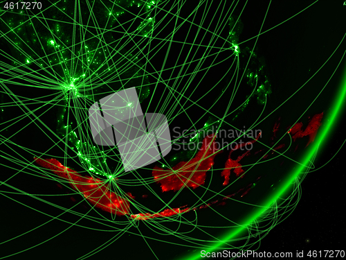 Image of Indonesia on green Earth