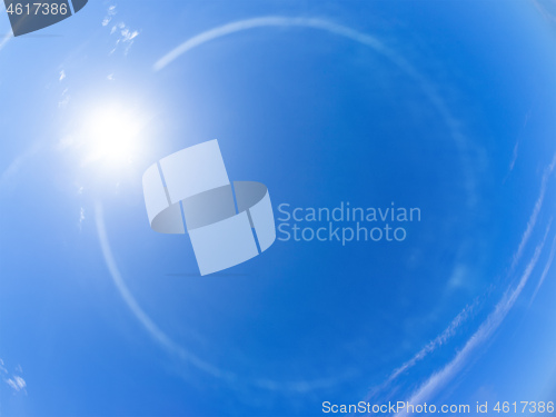 Image of a blue sky background done with a fisheye lens