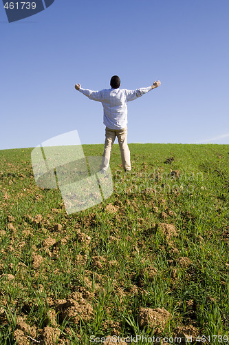 Image of outstretched to the blue sky