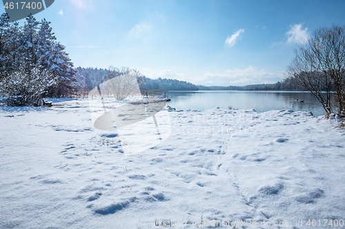 Image of Lake Osterseen Bavaria Germany winter scenery