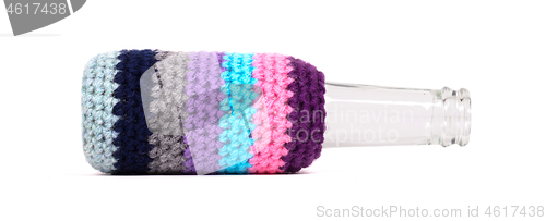 Image of Handmade decorative vase, bottle, jar made of wool