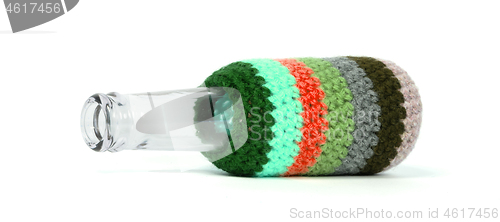 Image of Handmade decorative vase, bottle, jar made of wool