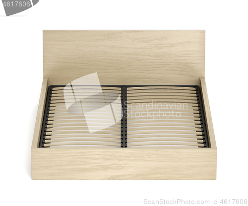 Image of Wooden bed on white background
