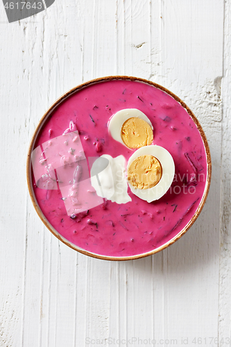 Image of bowl of cold beet root soup