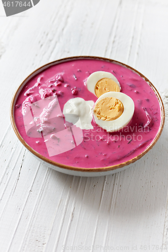 Image of bowl of cold beet root soup