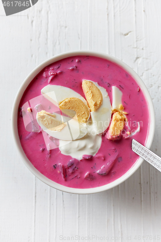 Image of bowl of cold beet root soup