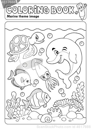 Image of Coloring book marine life theme 3