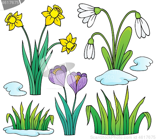 Image of Early spring flowers theme set 1