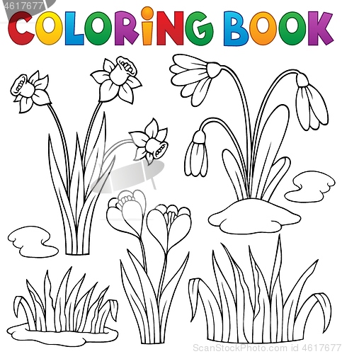 Image of Coloring book early spring flowers set 1
