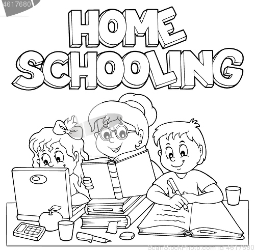 Image of Home schooling monochrome image 1
