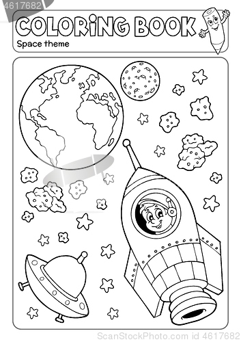 Image of Coloring book space theme 3