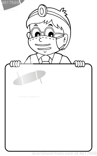 Image of Doctor holding blank panel monochrome image 1