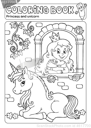 Image of Coloring book princess and unicorn 1