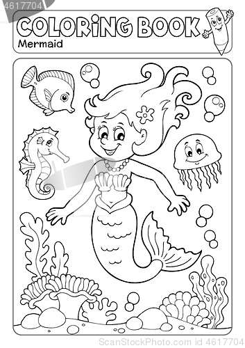 Image of Coloring book mermaid topic 4