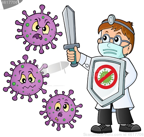 Image of Doctor fighting virus theme image 3
