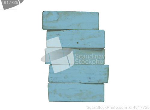 Image of Vintage blue building blocks isolated on white