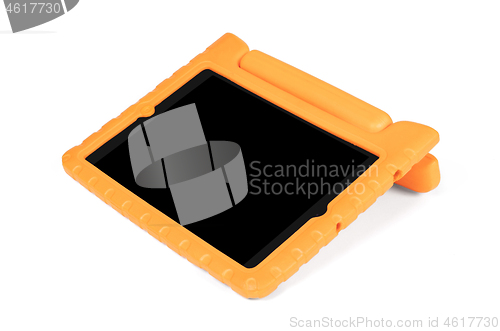 Image of Tablet in a bright cover, designed for children