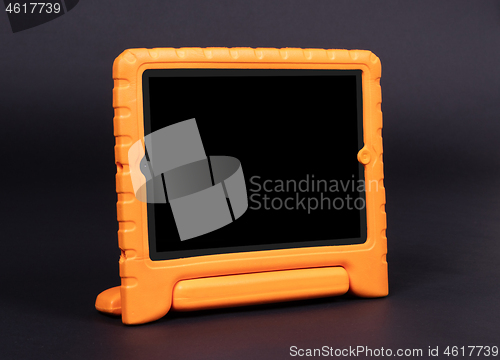 Image of Tablet in a bright cover, designed for children