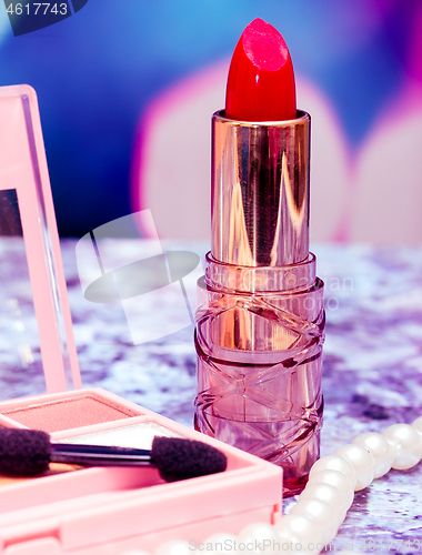 Image of Lipstick Makeup Means Beauty Products And Cosmetic 