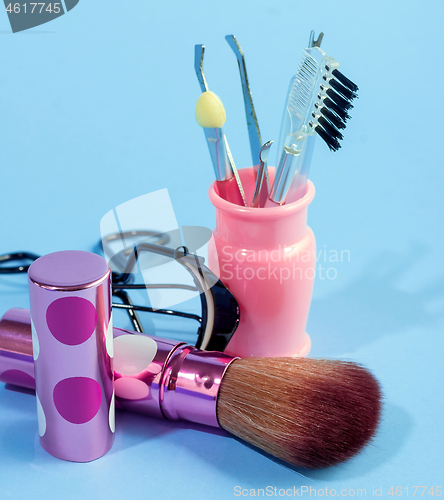 Image of Foundation Makeup Brush Shows Applicator Applicators And Cosmetology 