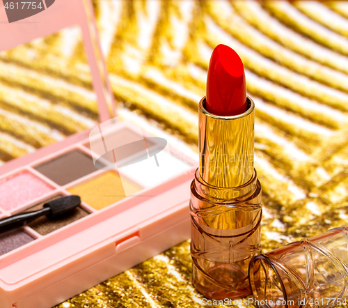 Image of Red Lipstick Makeup Indicates Beauty Product And Face 