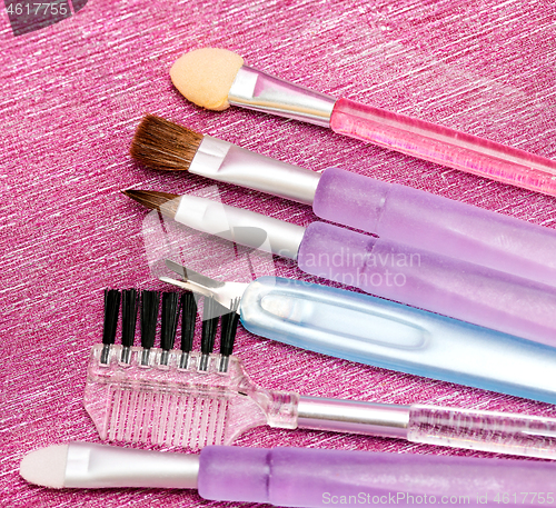 Image of Different Makeup Brushes Shows Beauty Products And Cosmetic 