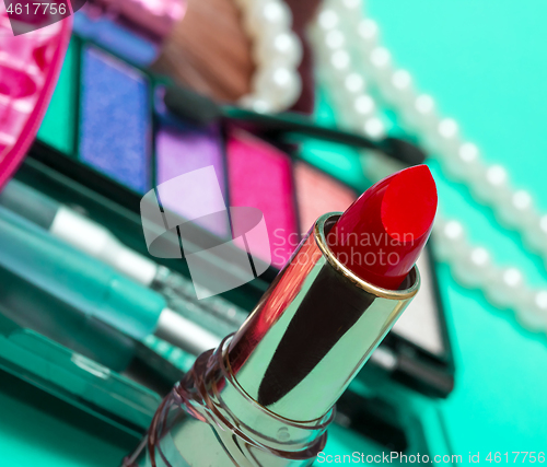 Image of Red Lipstick Shows Make Ups And Facial 