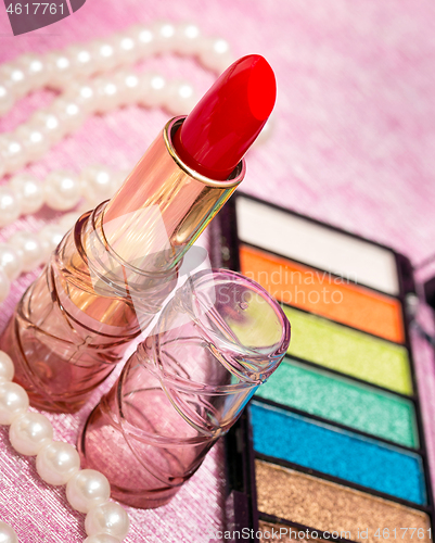 Image of Lipstick And Makeup Indicates Beauty Products And Facial 