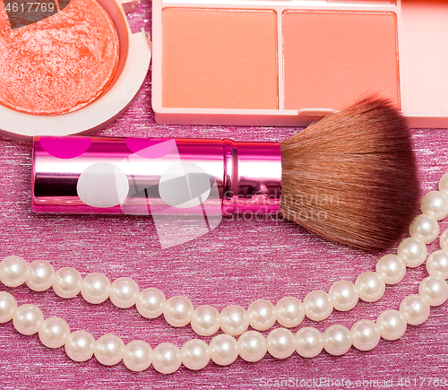 Image of Brush For Makeups Shows Beauty Products And Applicator 