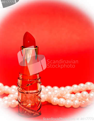 Image of Red Lipstick Shows Make Up And Glamour 