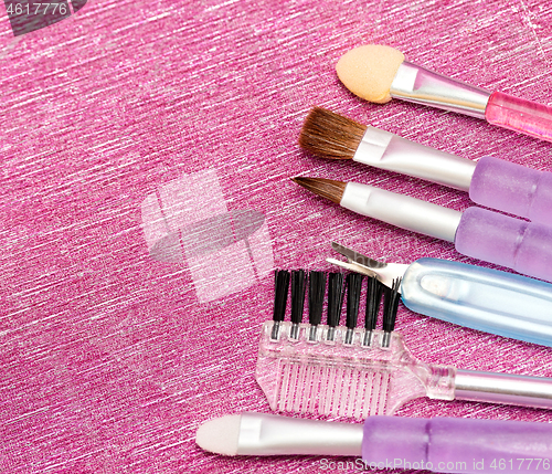 Image of Different Makeup Brushes Represents Beauty Product And Cosmetic 