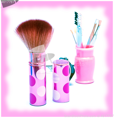 Image of Makeup Foundation Brush Represents Beauty Product And Brushes 