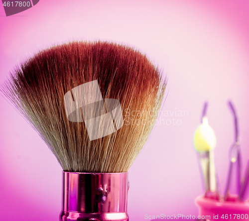 Image of Foundation Makeup Brush Means Beauty Products And Applicator 