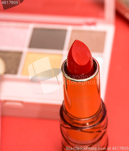 Image of Cosmetics Makeup Means Lip Sticks And Face 