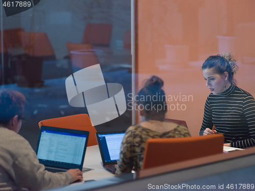 Image of startup Businesswomen Working With laptop in creative office