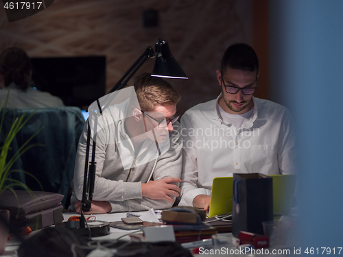 Image of designers in the night startup office