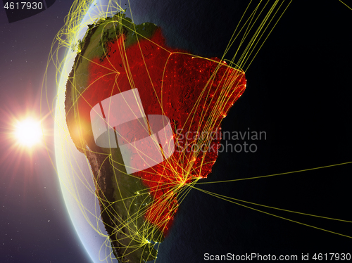 Image of Brazil from space with network