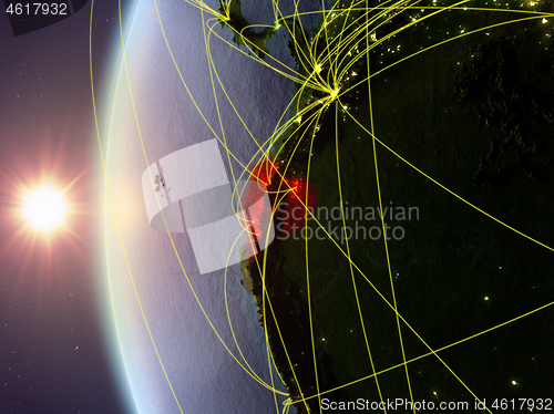 Image of Ecuador from space with network