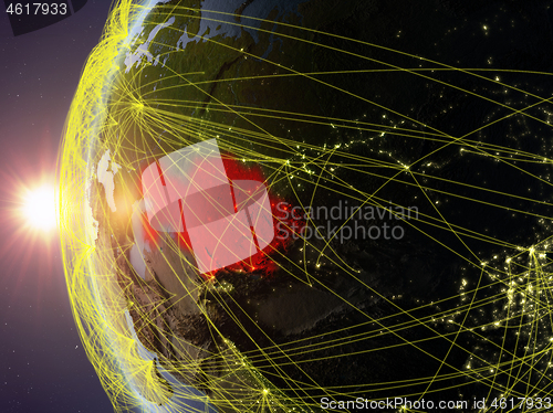 Image of Kazakhstan from space with network